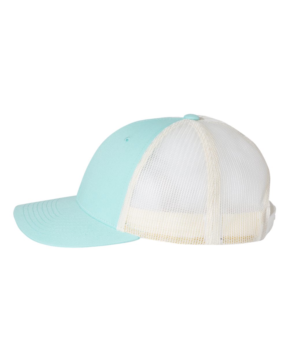 Left View of Aruba Blue/ Birch Low Pro Trucker Cap - 115