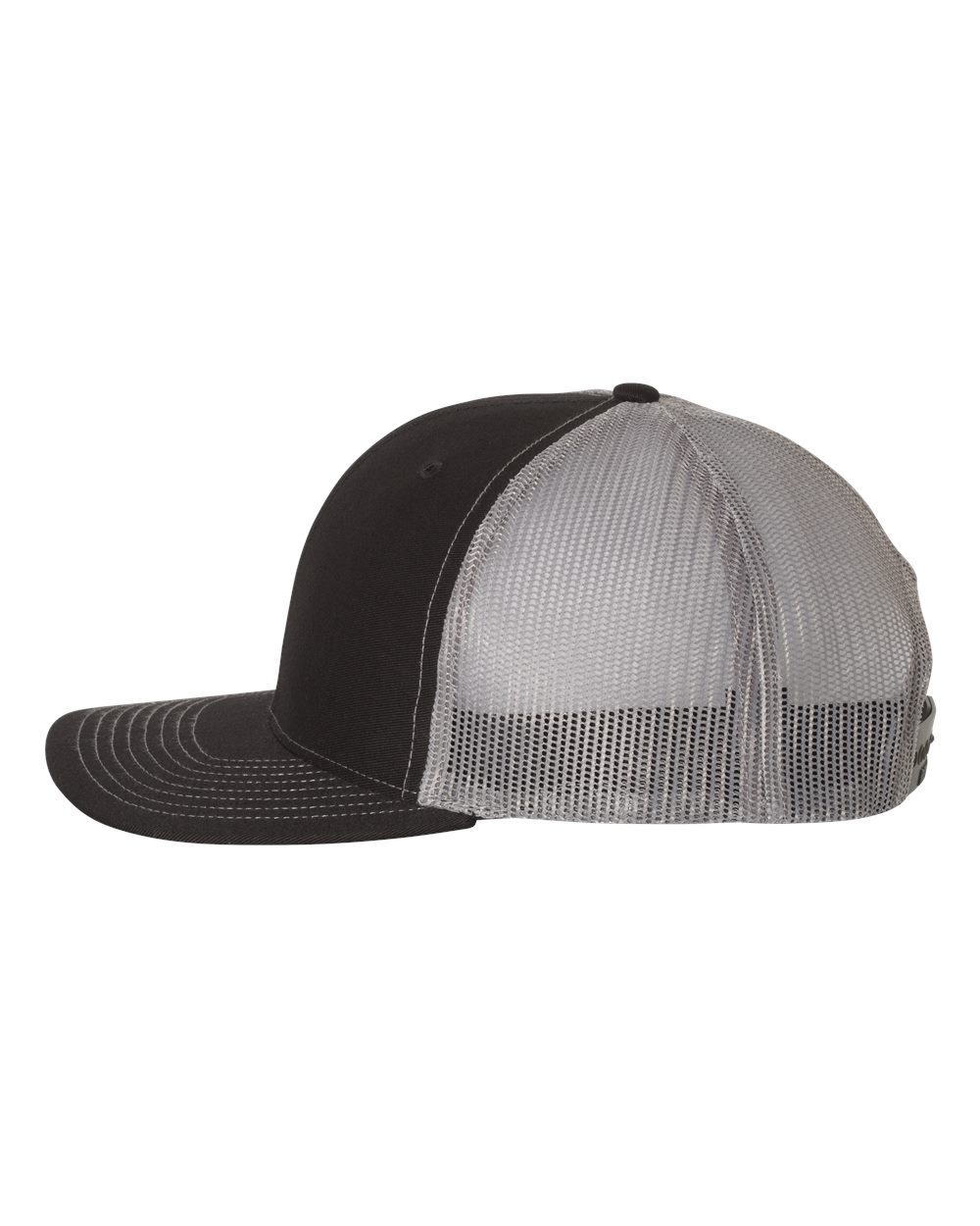 Left View of Black/ Charcoal Snapback Trucker Cap - 112