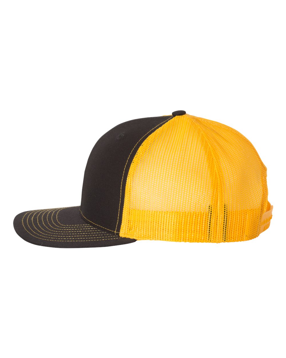 Left View of Black/ Gold Snapback Trucker Cap - 112