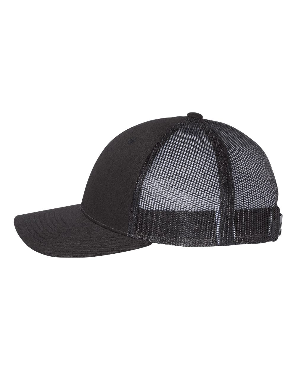 Left View of Black Low Pro Trucker Cap - 115