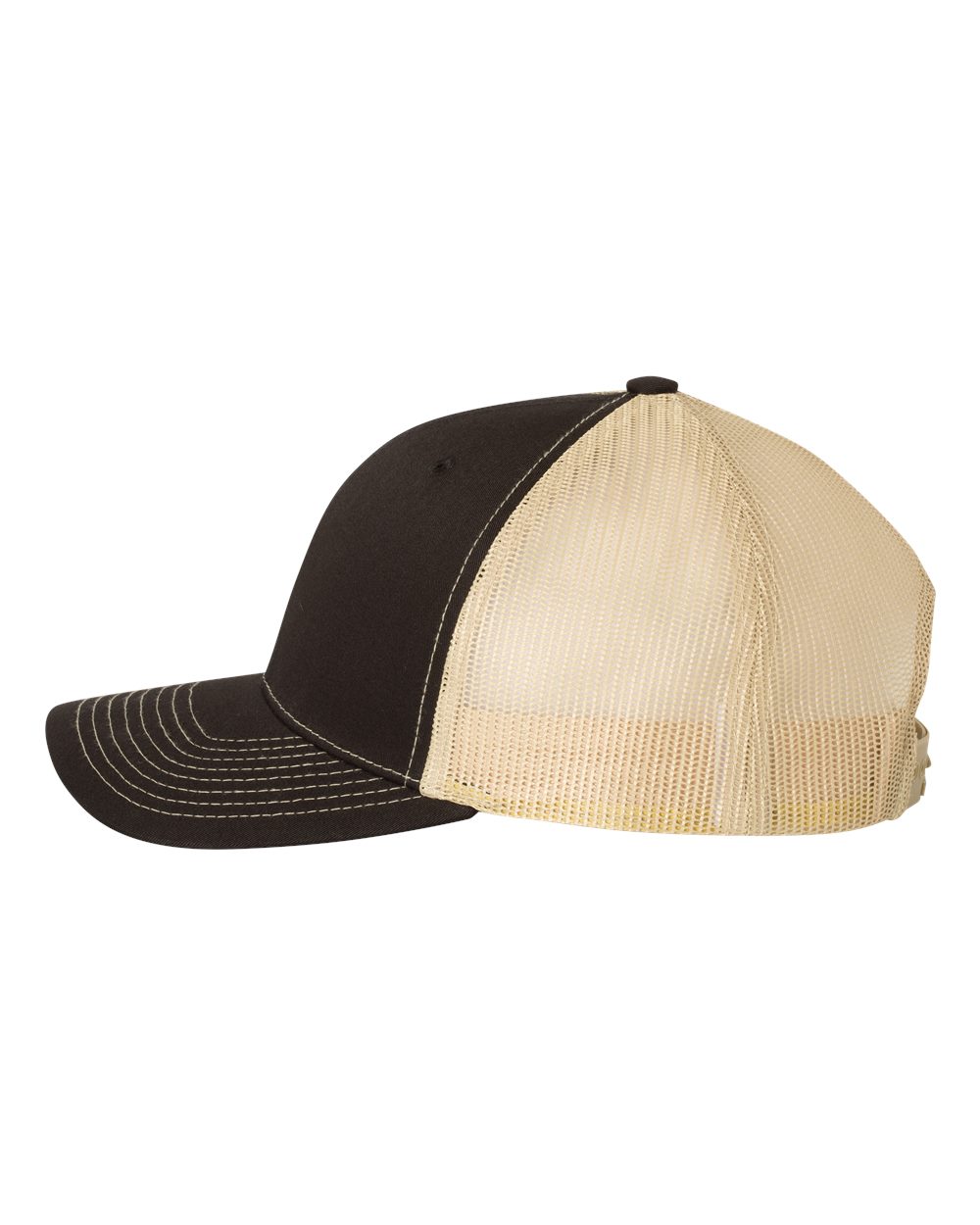 Left View of Black/ Vegas Gold Snapback Trucker Cap - 112