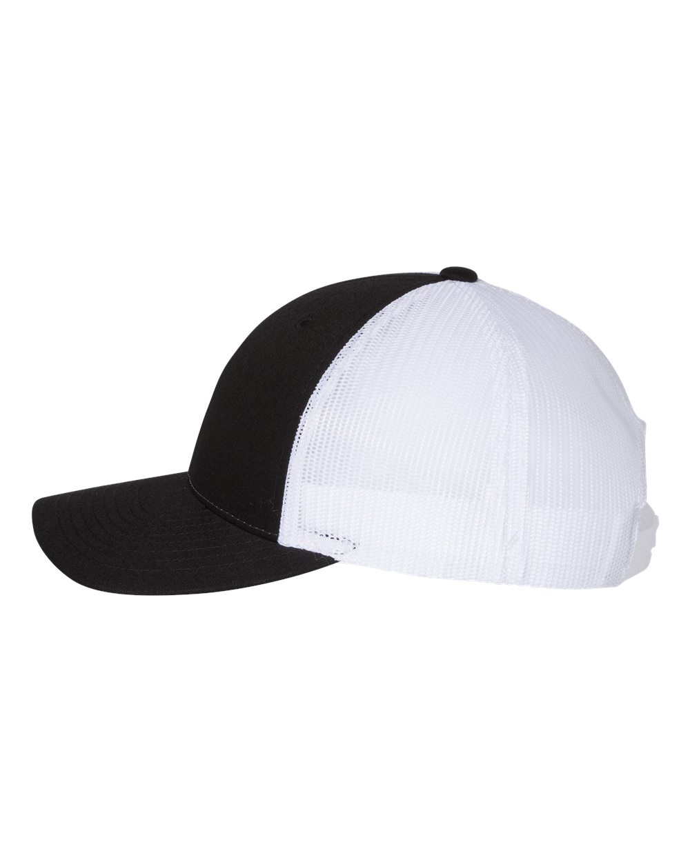 Left View of Black/ White Low Pro Trucker Cap - 115