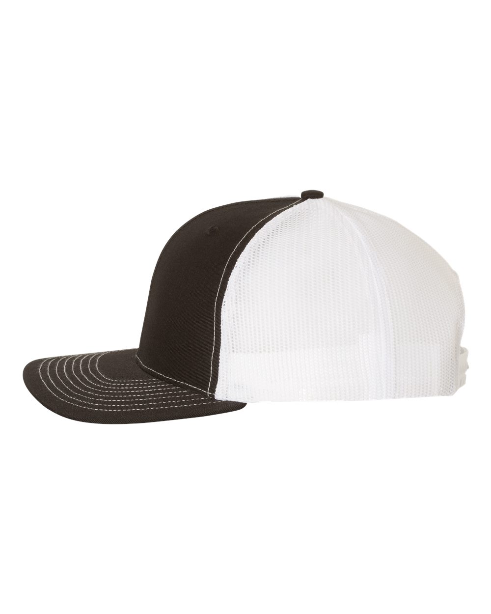 Left View of Black/ White Snapback Trucker Cap - 112