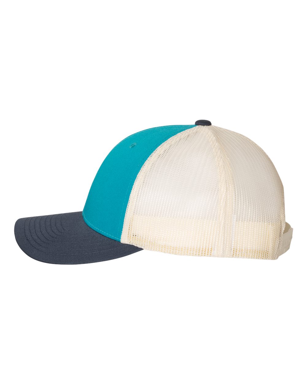 Left View of Blue Teal/ Birch/ Navy Low Pro Trucker Cap - 115