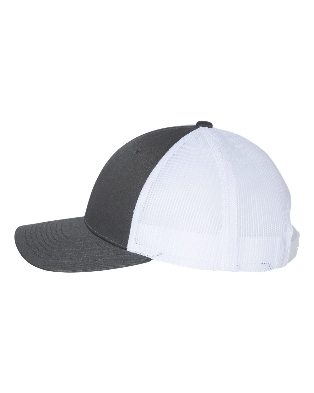 Left View of Charcoal/ White Low Pro Trucker Cap - 115