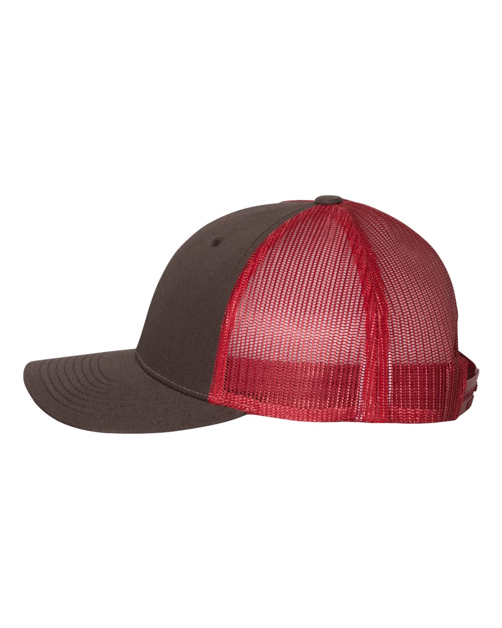 Left View of Coffee/ Claret Low Pro Trucker Cap - 115