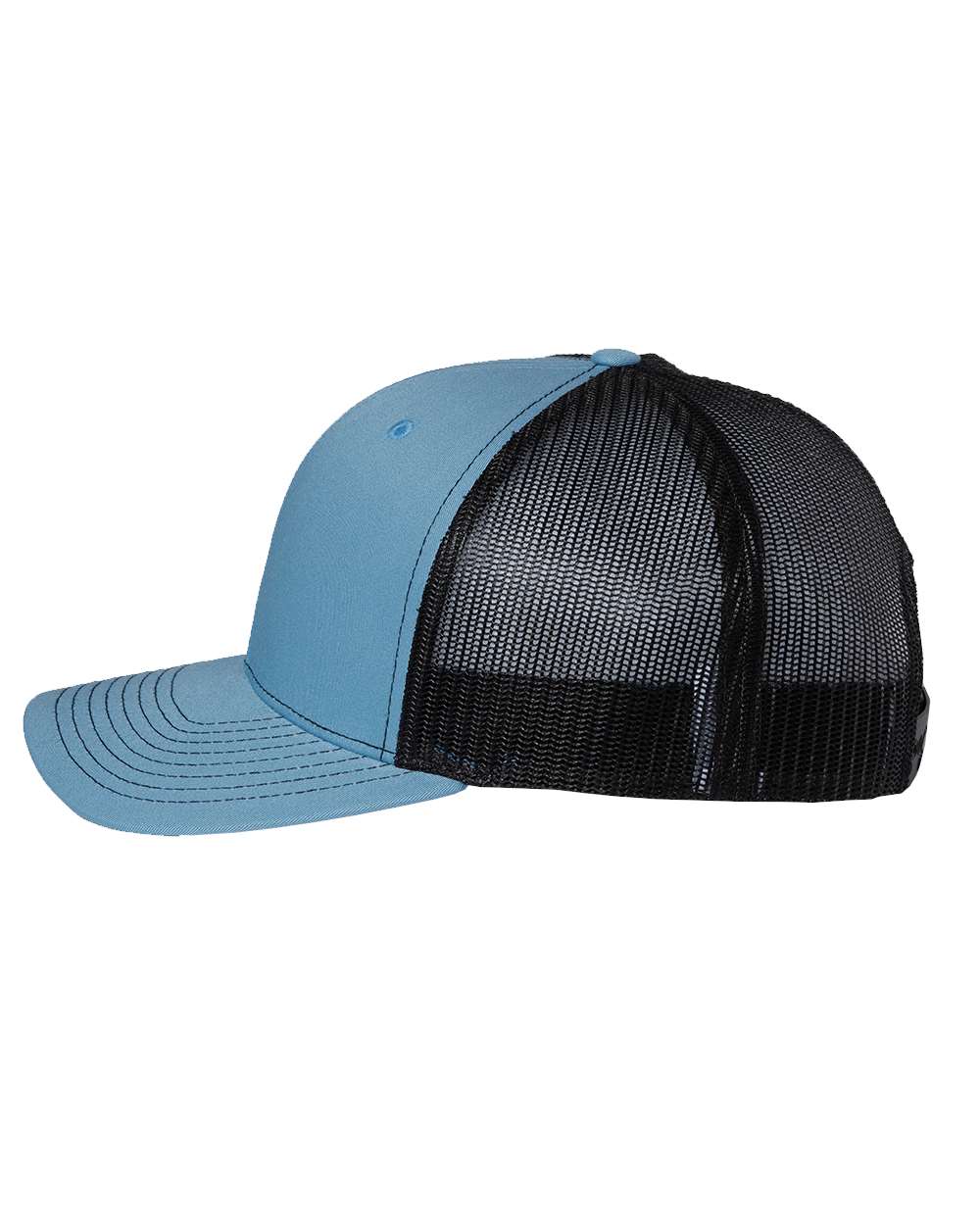 Left View of Columbia Blue/ Black Snapback Trucker Cap - 112