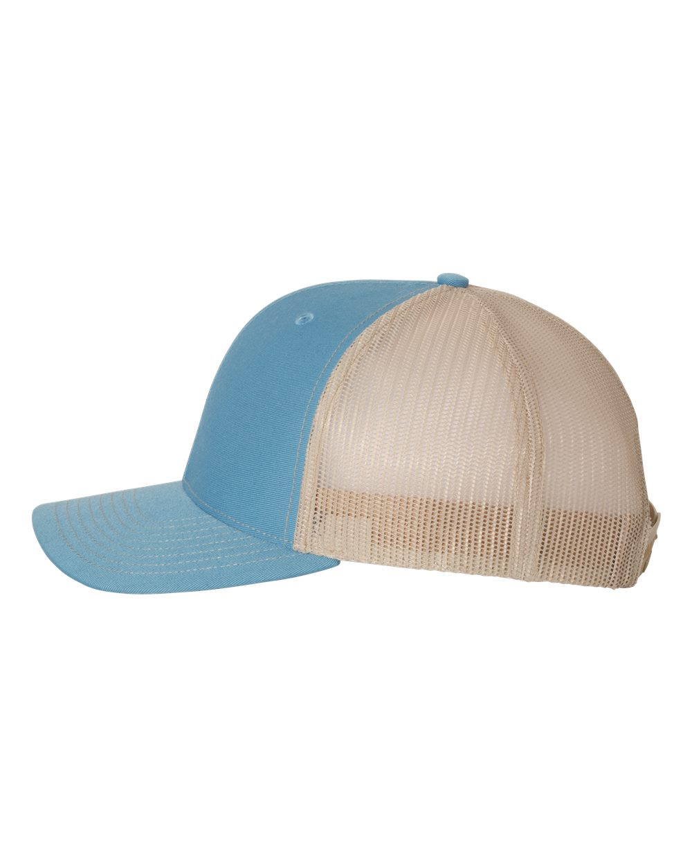 Left View of Columbia Blue/ Khaki Snapback Trucker Cap - 112