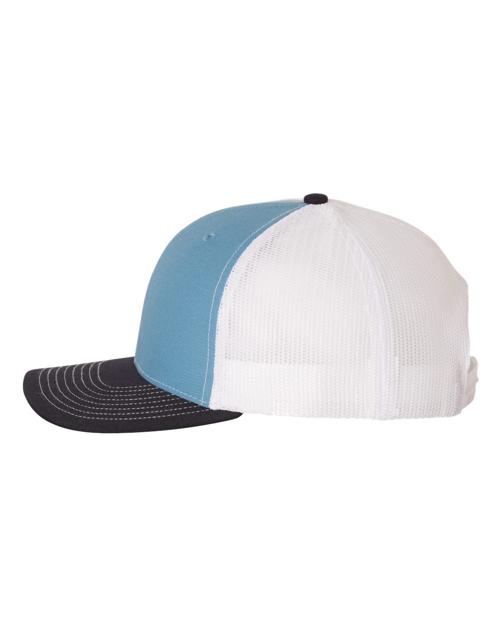 Left View of Columbia Blue/ White/ Navy Snapback Trucker Cap - 112