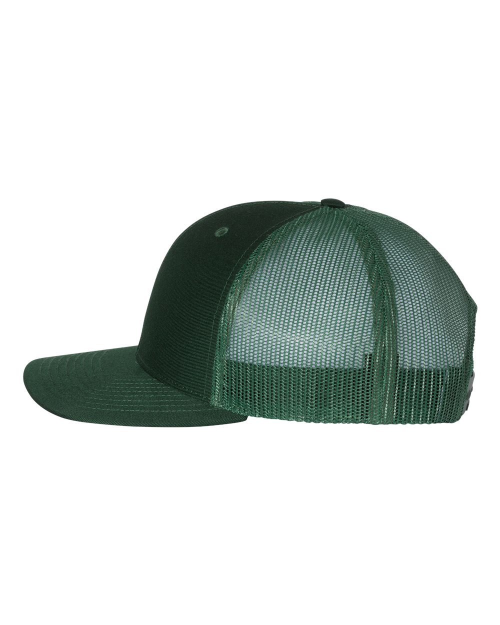 Left View of Dark Green Snapback Trucker Cap - 112