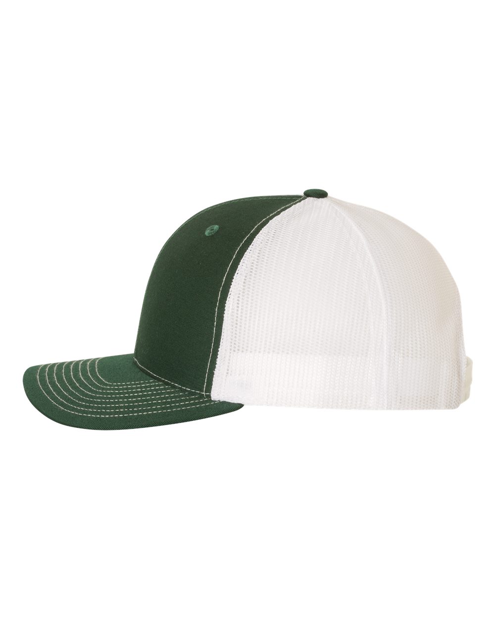 Left View of Dark Green/ White Snapback Trucker Cap - 112