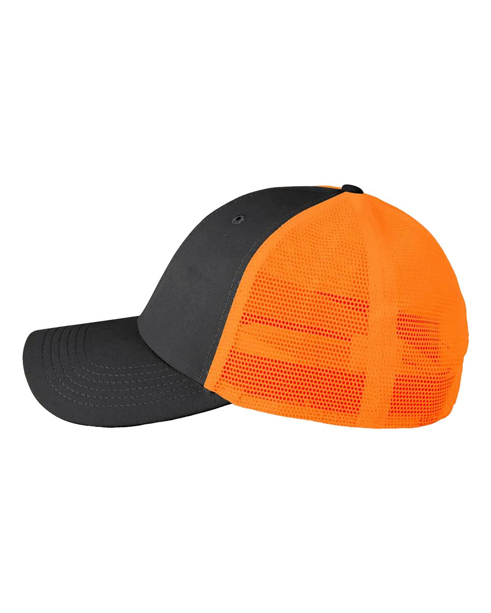 Left View of Dark Grey/ Neon Orange The Original Sport Mesh Cap - X210SM