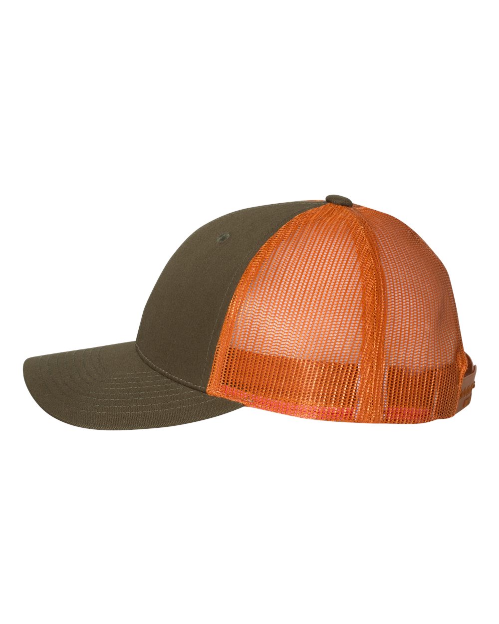 Left View of Dark Loden/ Jaffa Orange Low Pro Trucker Cap - 115