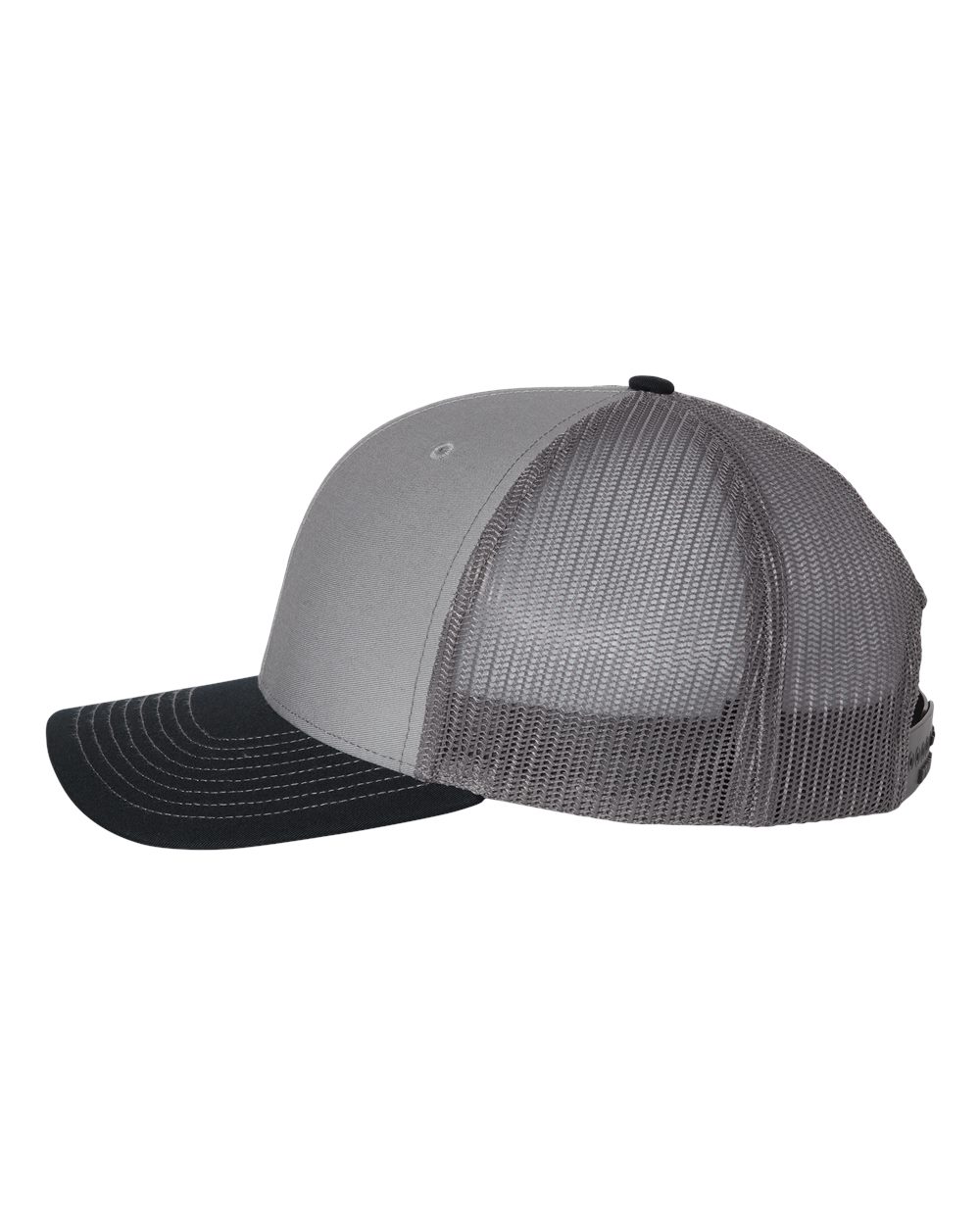 Left View of Grey/ Charcoal/ Navy Snapback Trucker Cap - 112