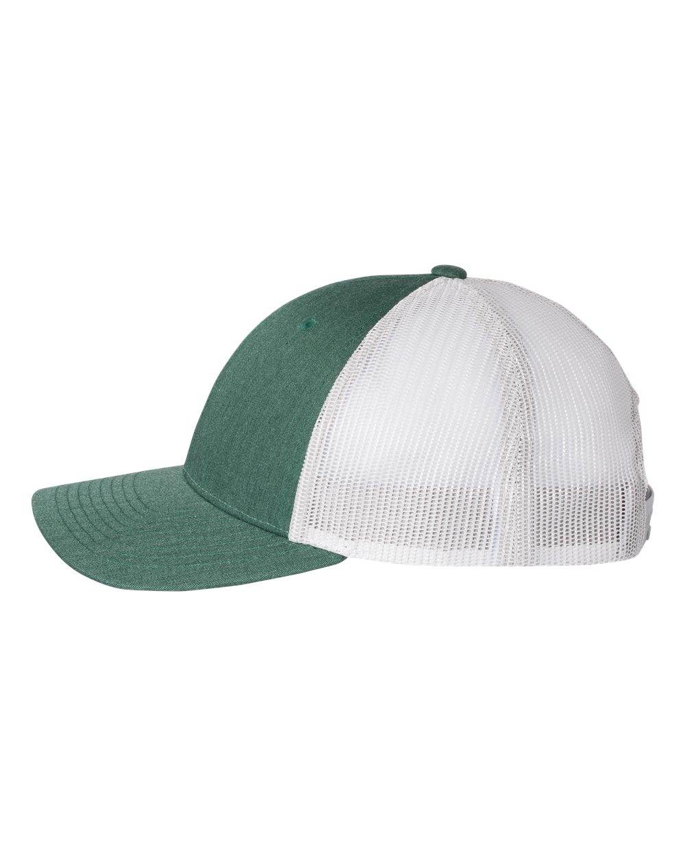 Left View of Heather Dark Green/ Silver Low Pro Trucker Cap - 115