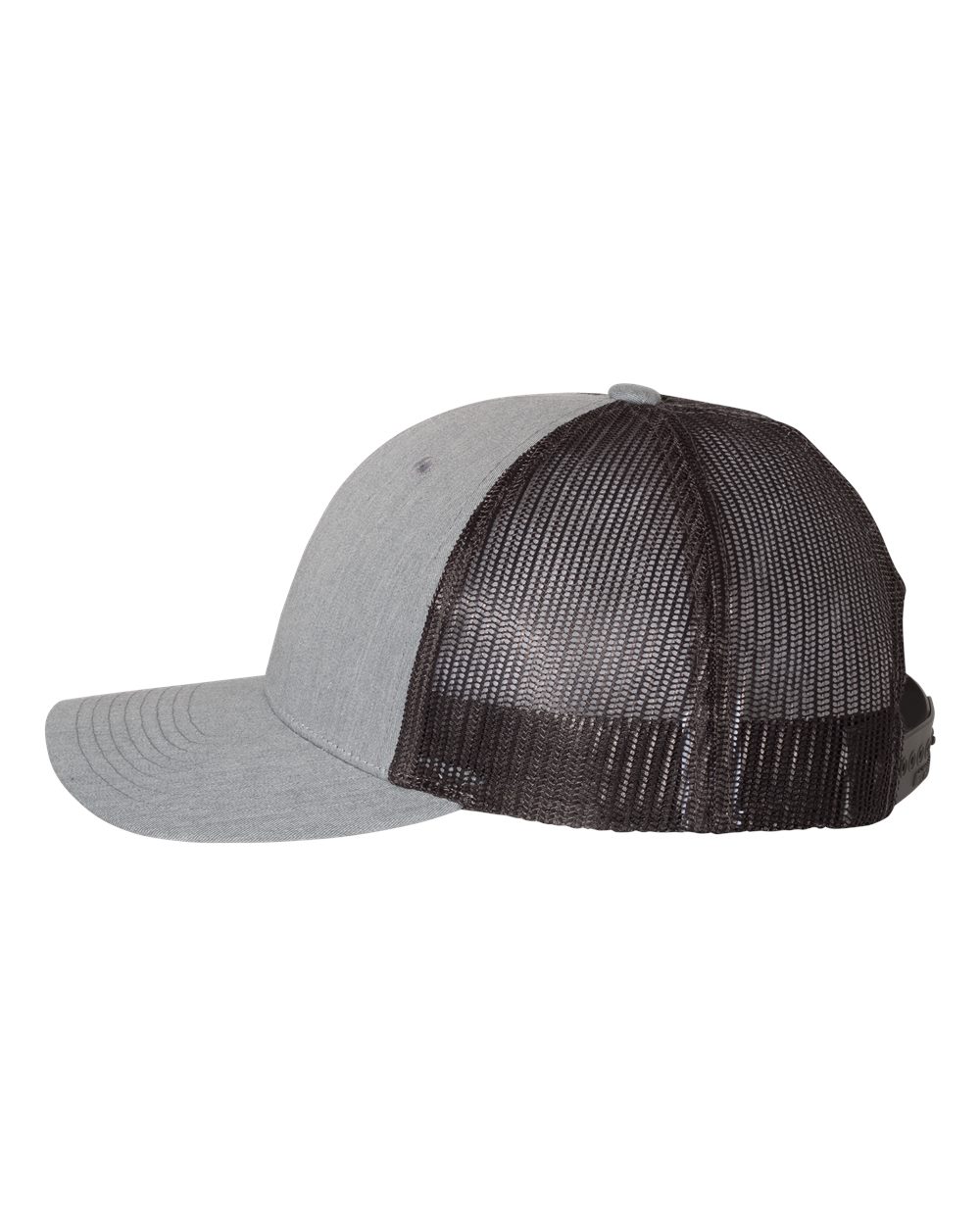 Left View of Heather Grey/ Dark Charcoal Low Pro Trucker Cap - 115