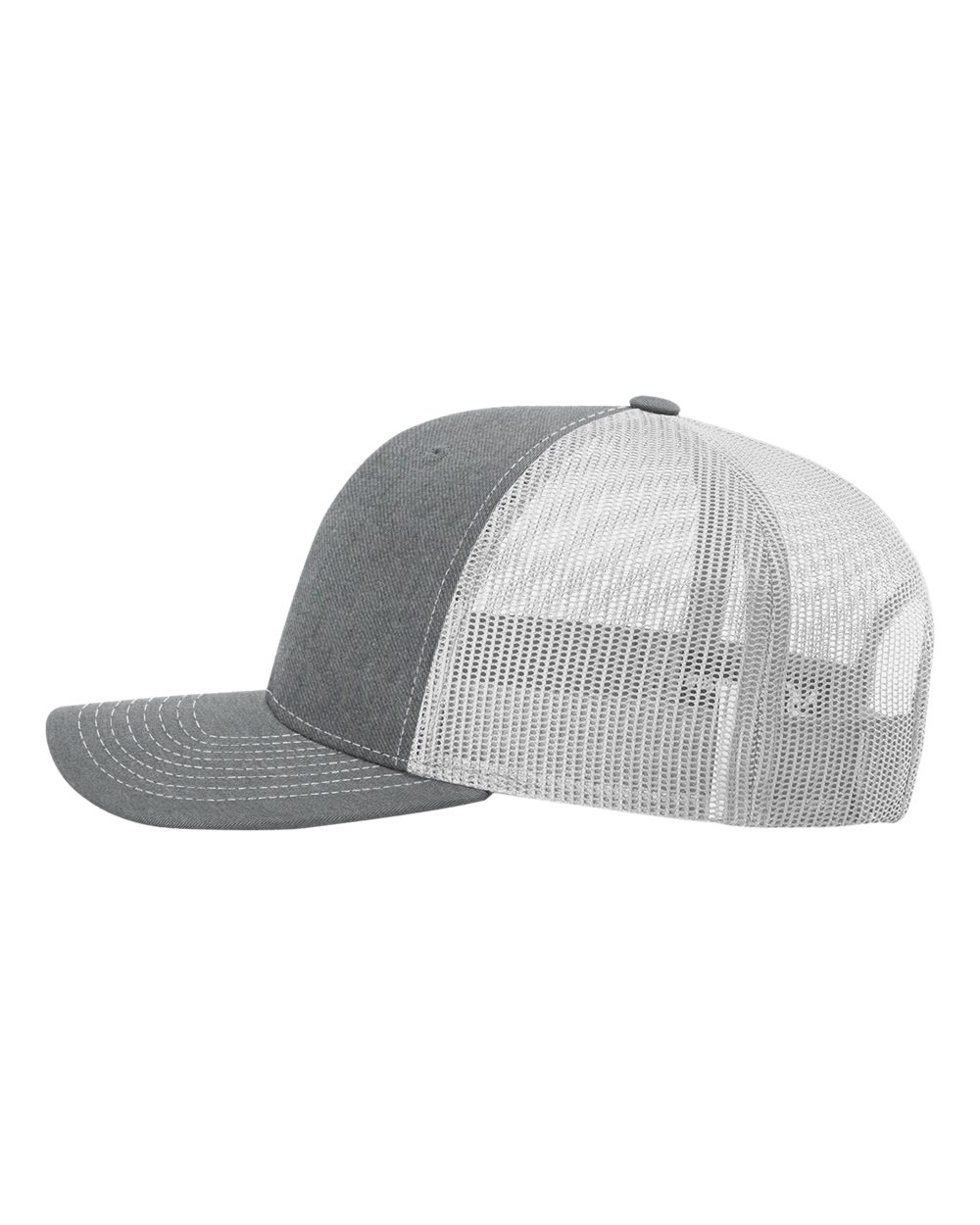 Left View of Heather Grey/ Light Grey Snapback Trucker Cap - 112