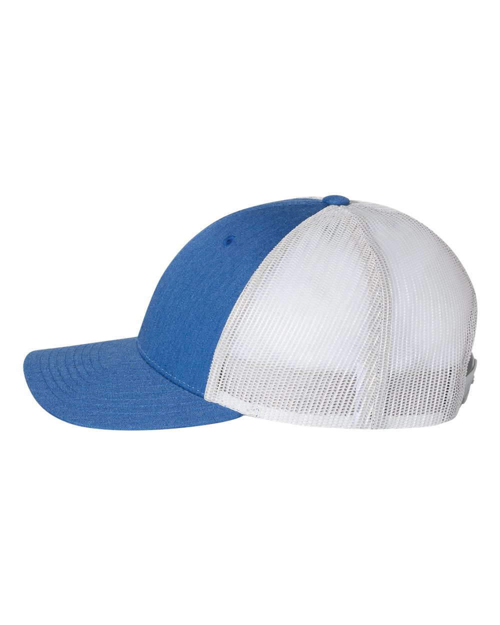 Left View of Heather Royal/ Light Grey Low Pro Trucker Cap - 115