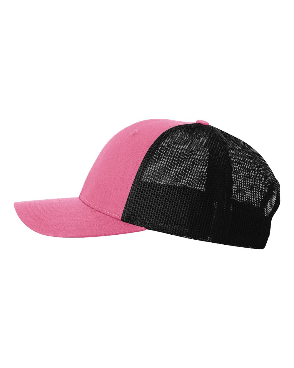 Left View of Hot Pink/ Black Low Pro Trucker Cap - 115