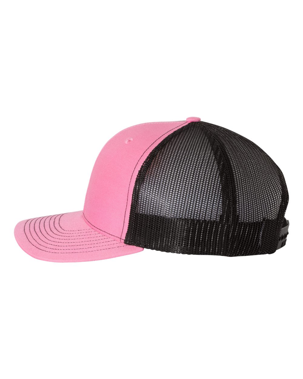 Left View of Hot Pink/ Black Snapback Trucker Cap - 112