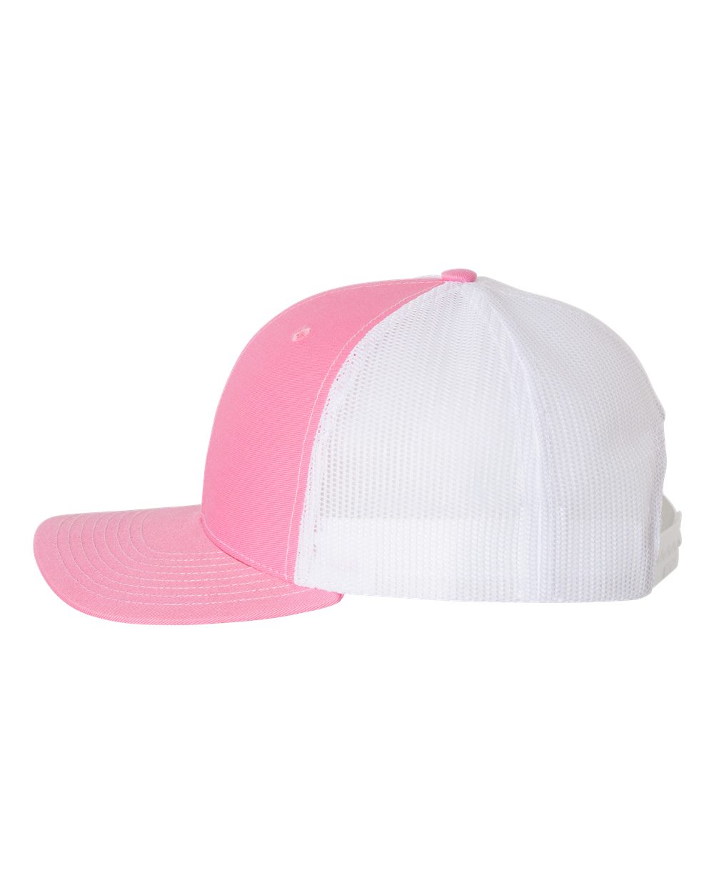 Left View of Hot Pink/ White Snapback Trucker Cap - 112