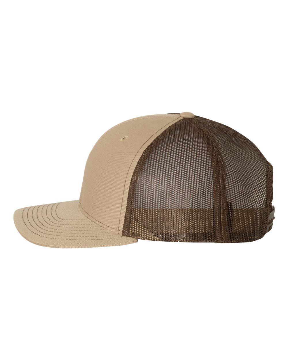 Left View of Khaki/ Coffee Snapback Trucker Cap - 112