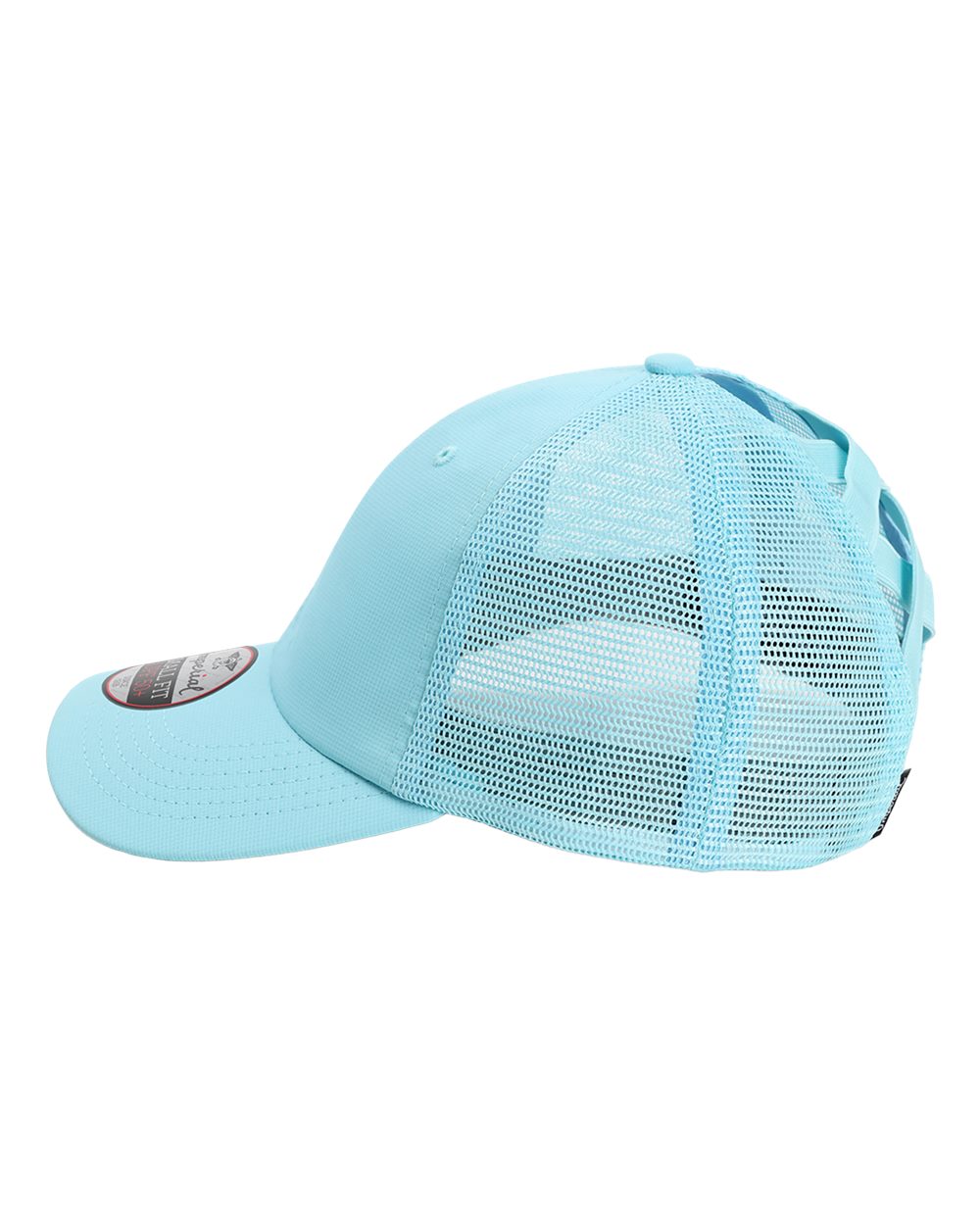 Left View of Light Blue The Hinsen Women's Mesh Back Cap - L338M