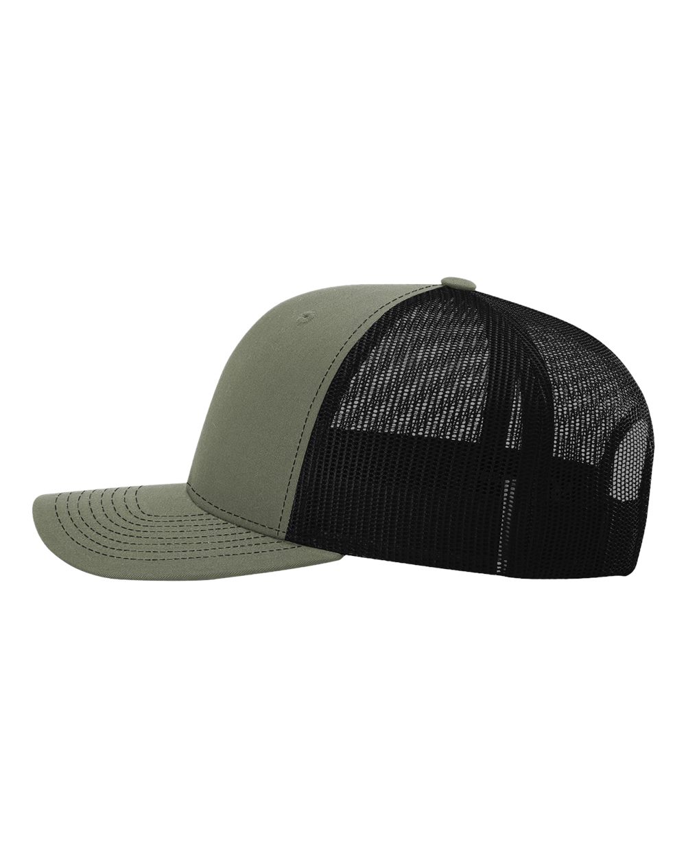 Left View of Loden/ Black Snapback Trucker Cap - 112