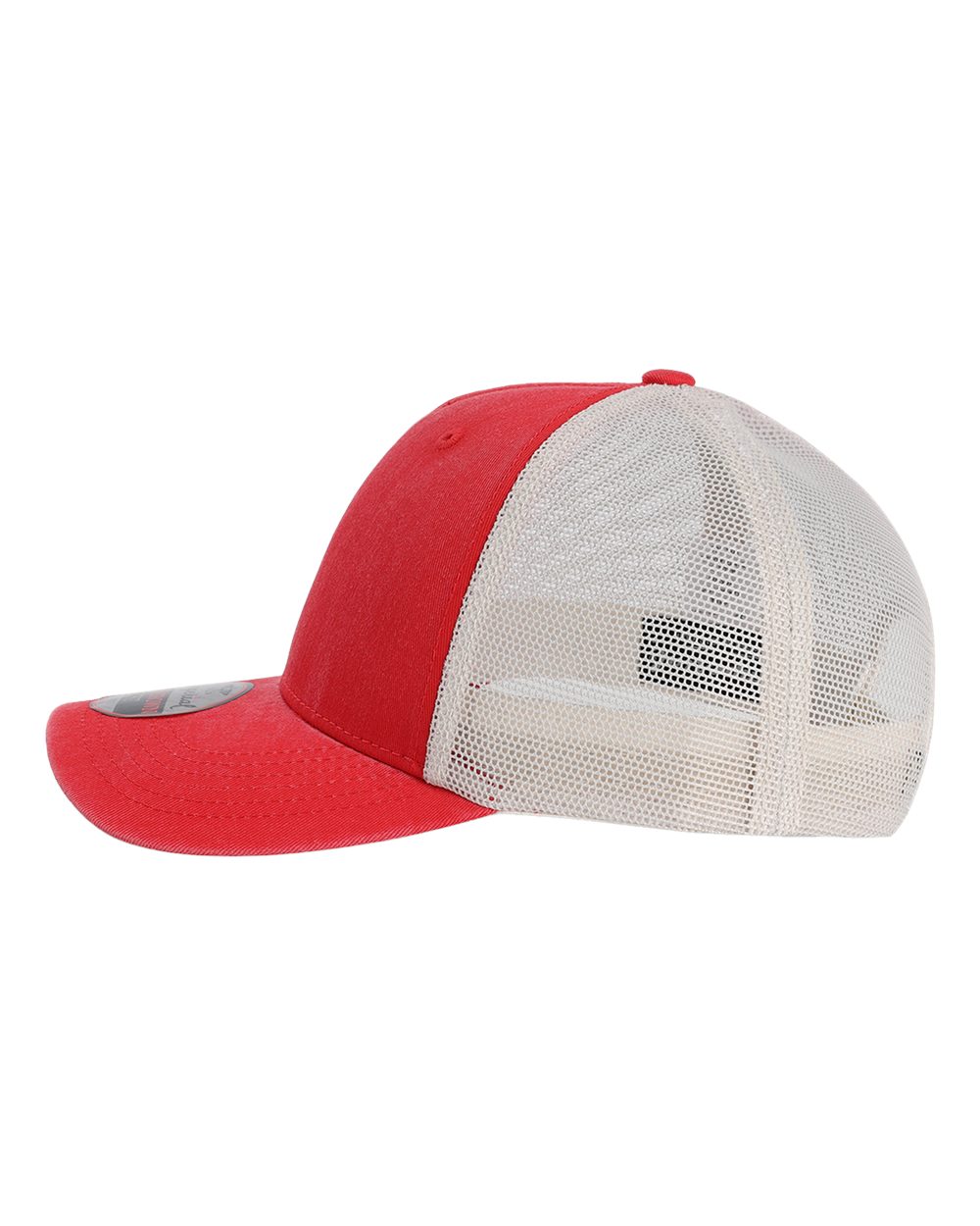 Left View of Nantucket Red/ Stone The Gambit Mesh Back Cap - X240M