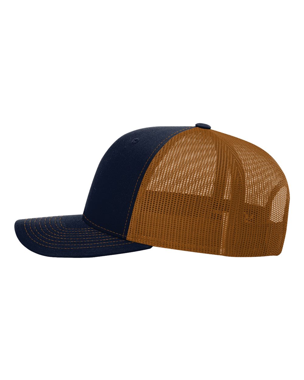 Left View of Navy/ Carmel Snapback Trucker Cap - 112