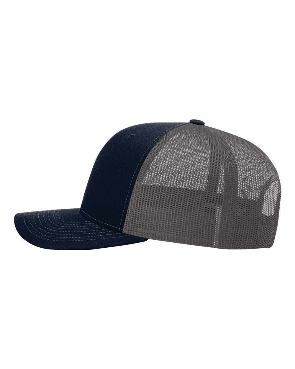 Left View of Navy/ Charcoal Snapback Trucker Cap - 112