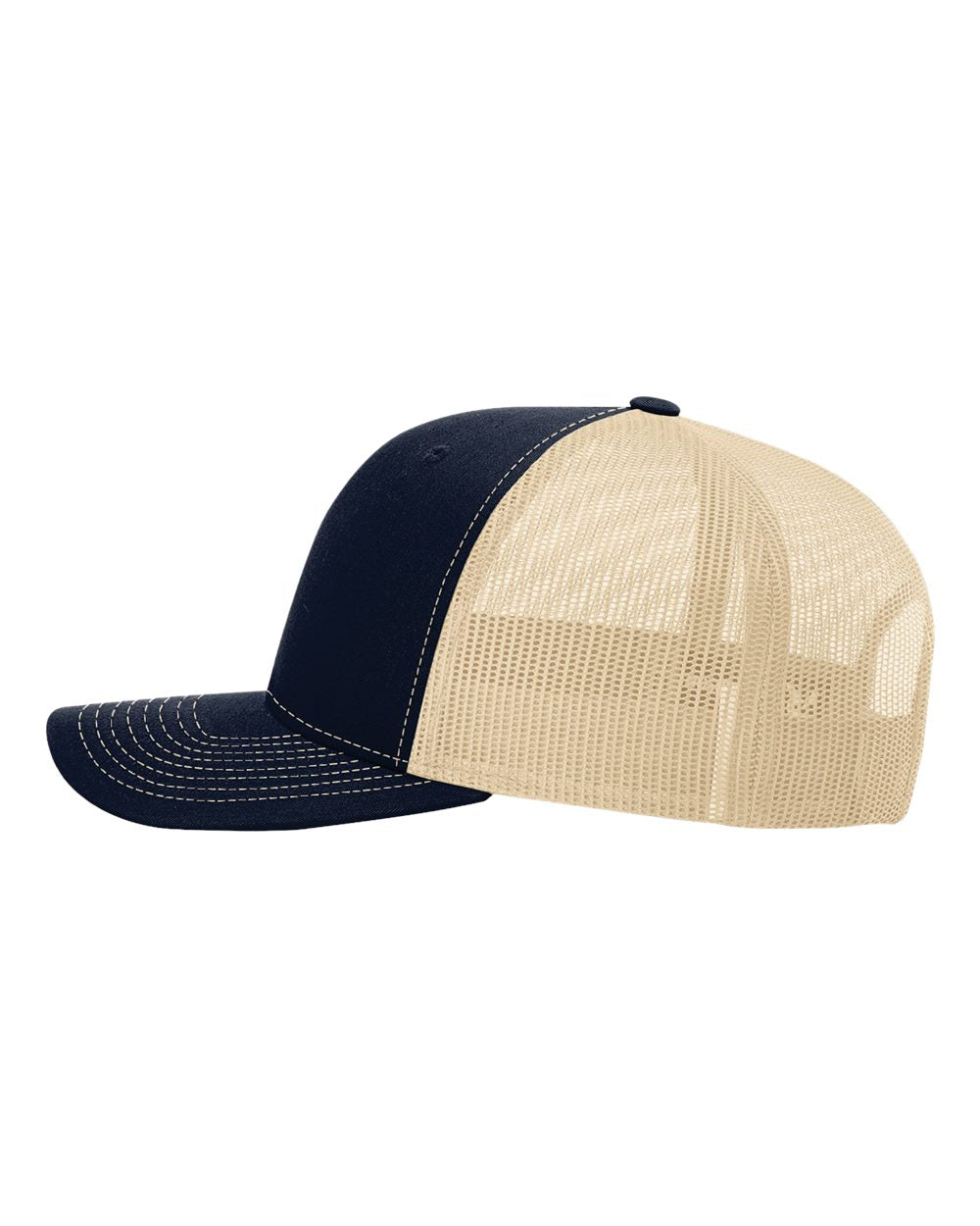Left View of Navy/ Khaki Snapback Trucker Cap - 112