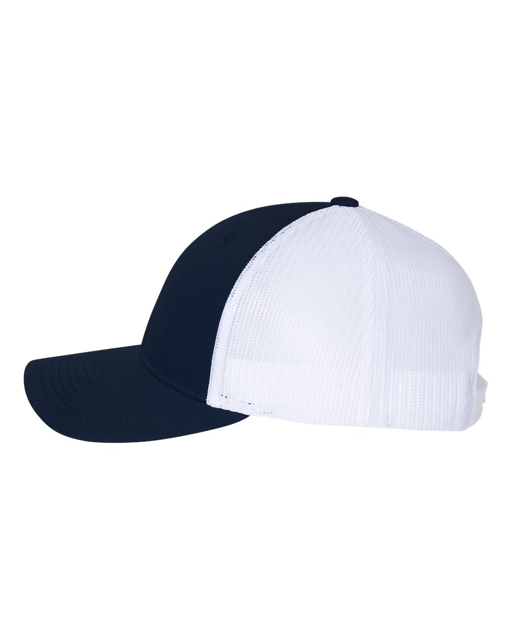 Left View of Navy/ White Low Pro Trucker Cap - 115
