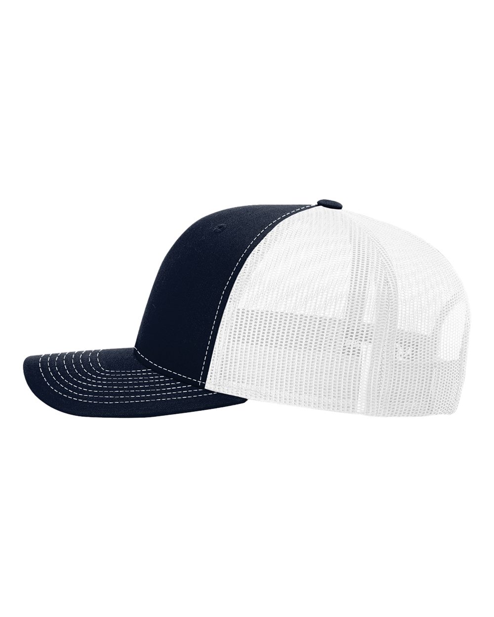 Left View of Navy/ White Snapback Trucker Cap - 112