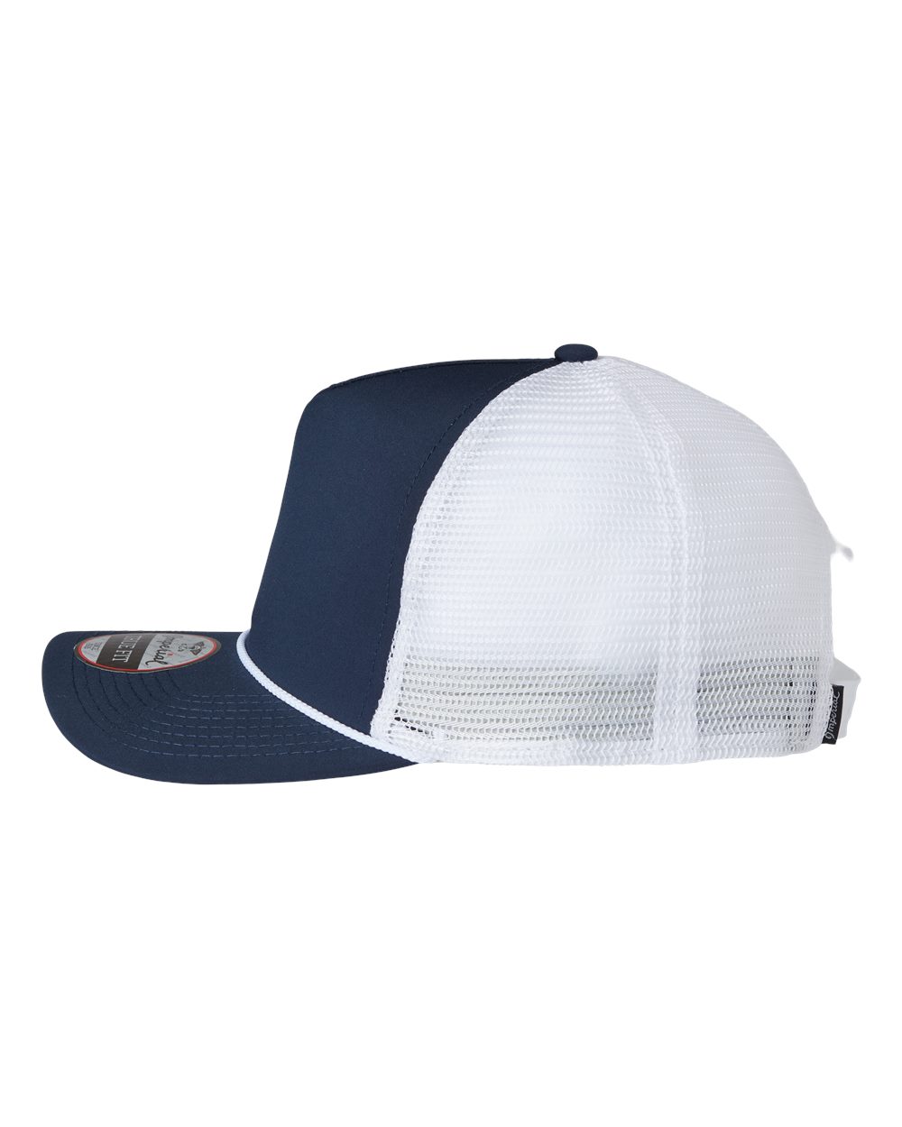 Left View of Navy/ White/ White The Rabble Rouser Cap - 5055