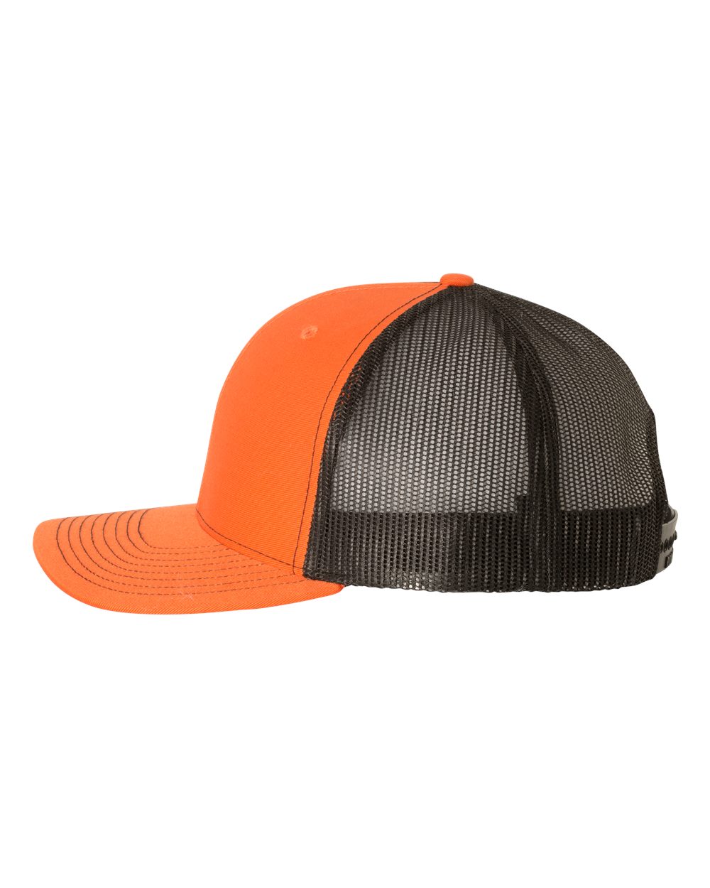 Left View of Orange/ Black Snapback Trucker Cap - 112