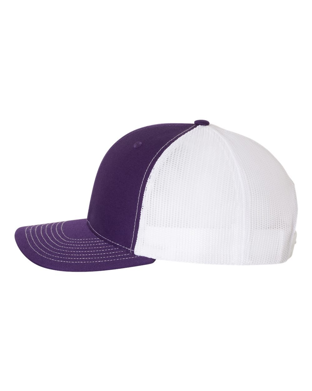 Left View of Purple/ White Snapback Trucker Cap - 112