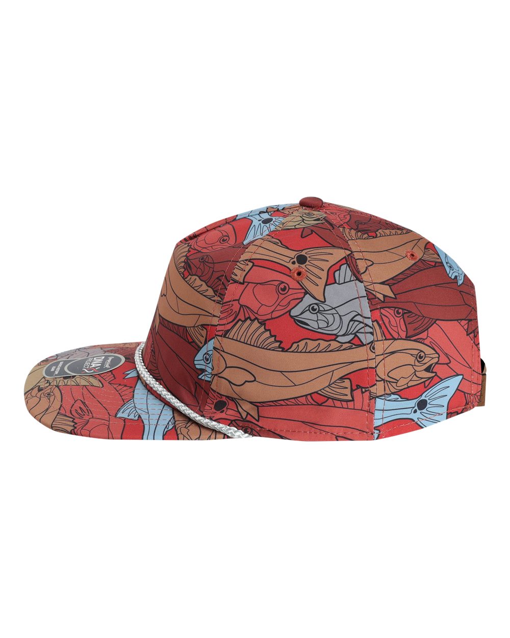 Left View of Red/ Tan The Golden Hour Cap - DNA014