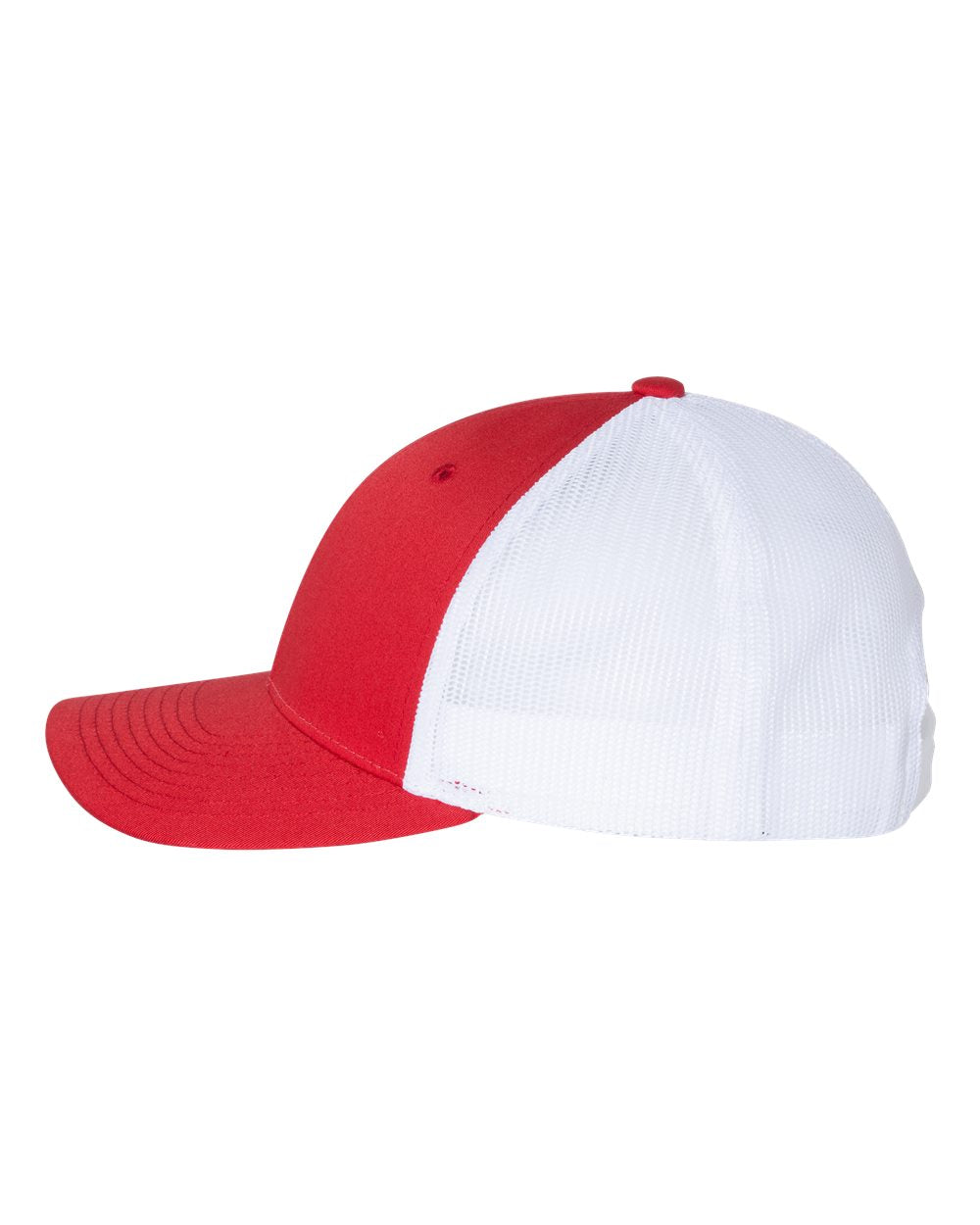 Left View of Red/ White Low Pro Trucker Cap - 115
