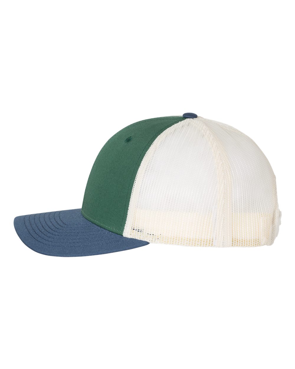 Left View of Spruce/ Birch/ Light Navy Low Pro Trucker Cap - 115
