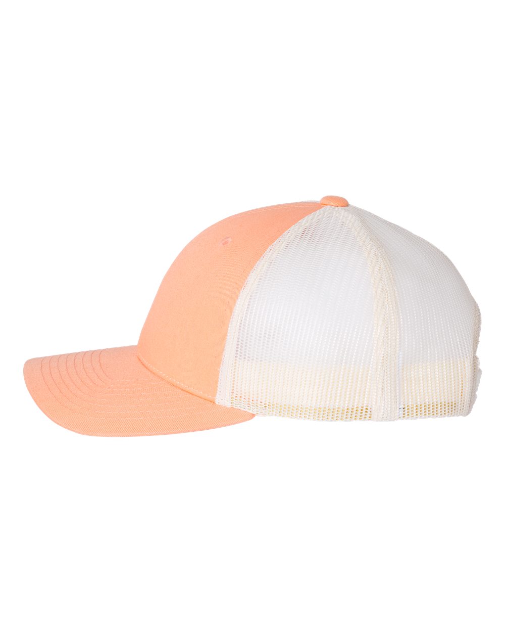 Left View of Sunkissed Peach/ Birch Low Pro Trucker Cap - 115