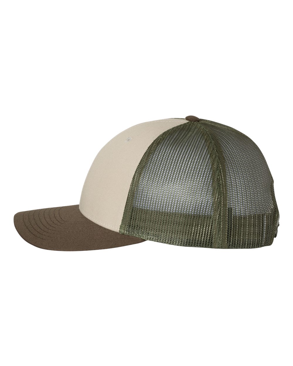 Left View of Tan/ Loden/ Brown Low Pro Trucker Cap - 115