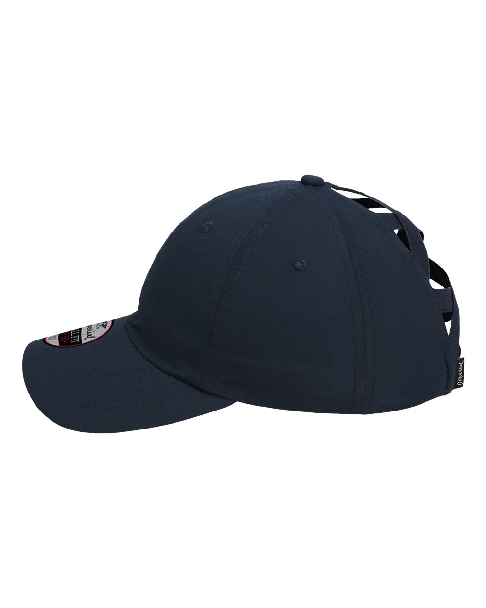 Left View of True Navy The Hinsen Women's Performance Ponytail Cap - L338