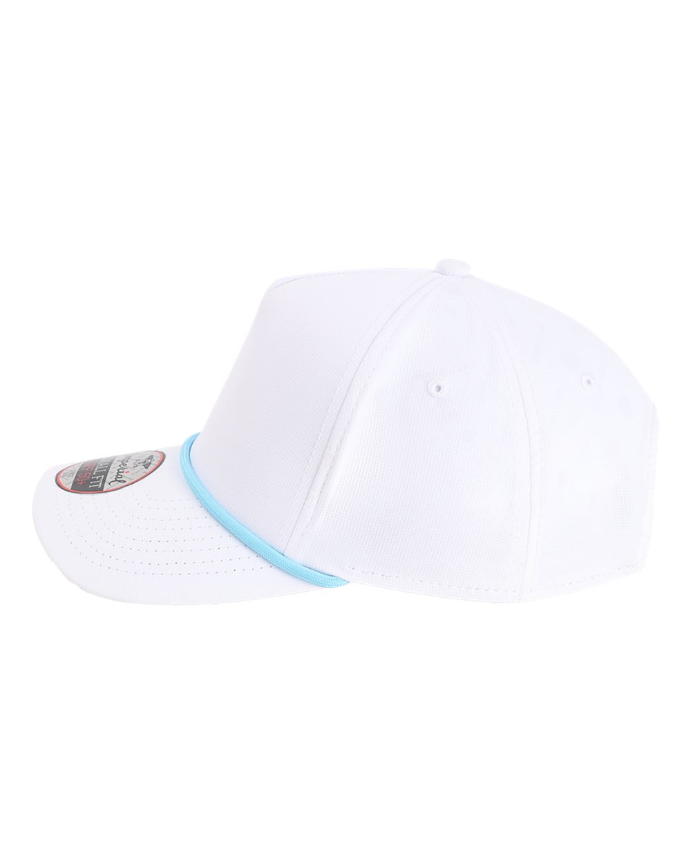 Left View of White/ Light Blue The Corral Women's Cap - L5059