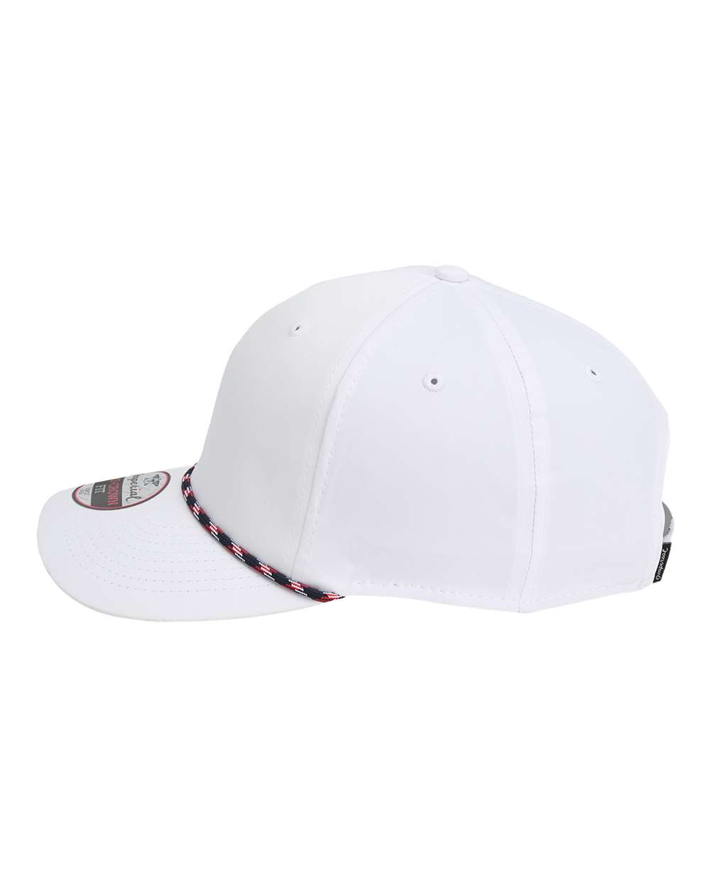 Left View of White/ Navy/ White/ Red The Wingman Cap - 7054