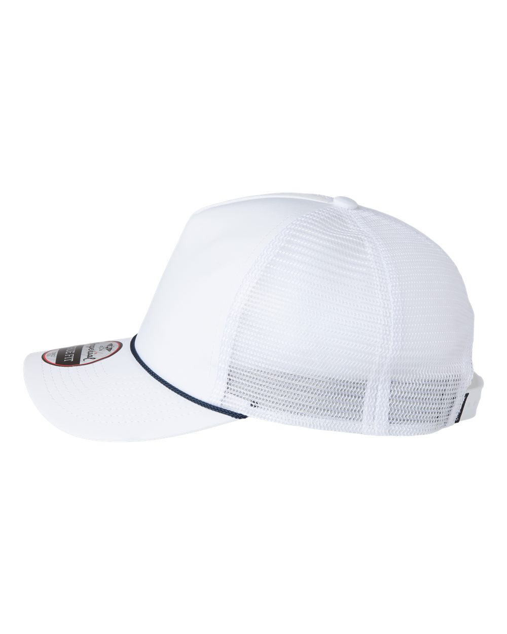 Left View of White/ White/ Navy The Rabble Rouser Cap - 5055