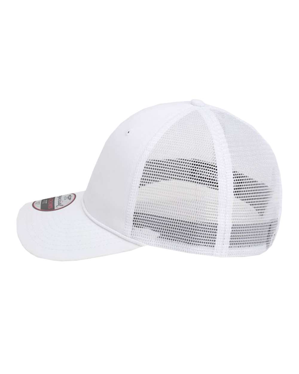 Left View of White/ White The Night Owl Performance Rope Cap - 7055