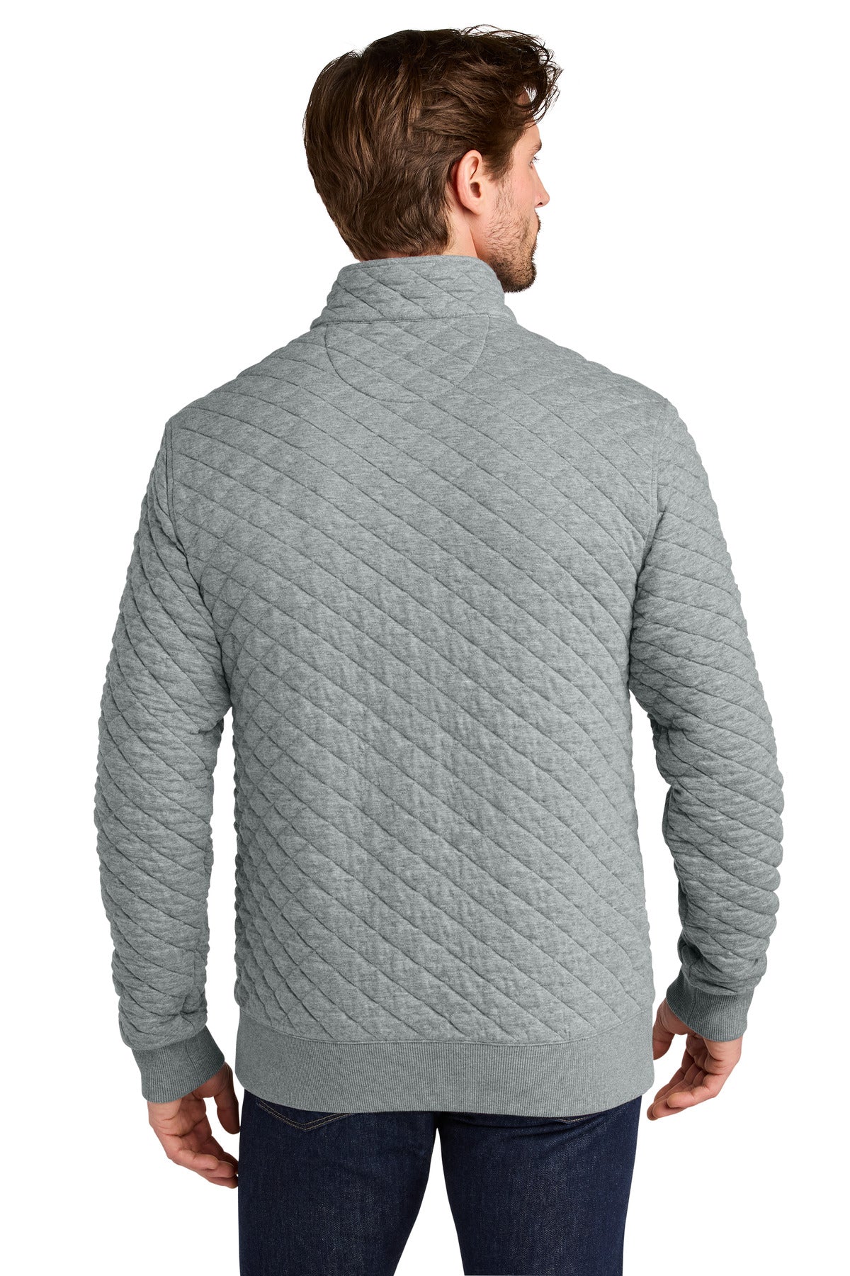 LtShdGyHtr Brooks Brothers Diamond Quilt 1/4-Zip BB18212