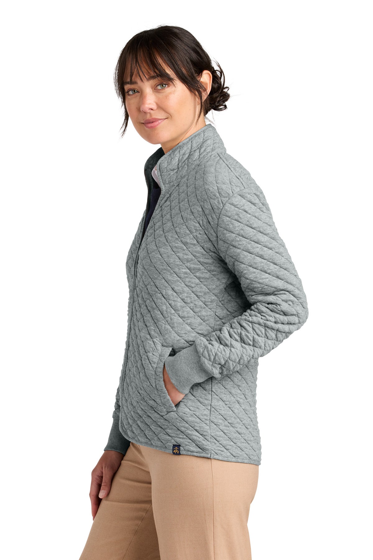 LtShdGyHtr Brooks Brothers Women's Diamond Quilt Full-Zip BB18213