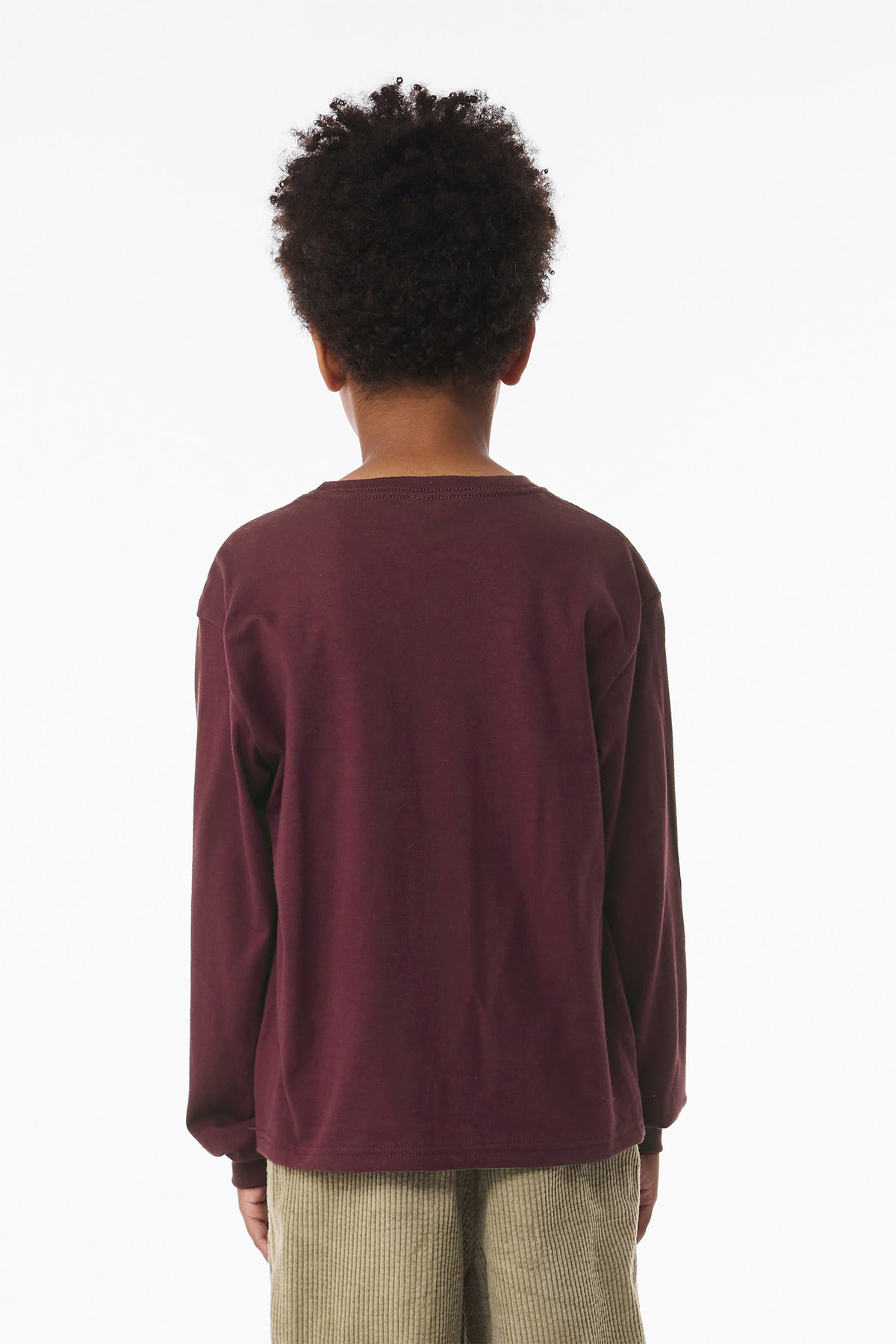 Maroon BELLA+CANVAS Youth 6-Ounce Heavyweight Long Sleeve Tee BC3511Y